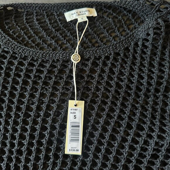 MAX STUDIO Oversize Open Knit Black Sweater Oversized Small - Picture 4 of 5